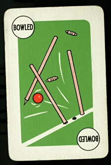 Images Dated 26th April 2016: Cricket - Run-It-Out card game - Bowled