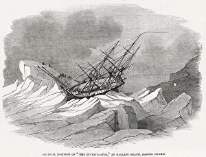 Baring Gallery: Critical position of the ship, the Investigator, part of the Ross Arctic expedition at