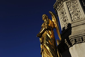Images Dated 25th April 2012: Croatia. Zagreb. Holy Marys column with angels and fountain