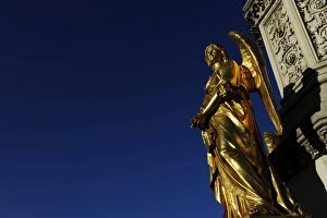 Images Dated 25th April 2012: Croatia. Zagreb. Holy Marys column with angels and fountain