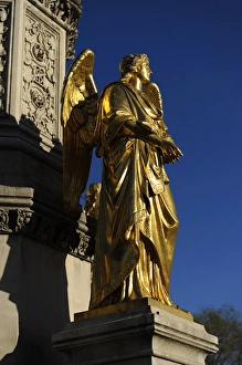 Images Dated 25th April 2012: Croatia. Zagreb. Holy Marys column with angels and fountain