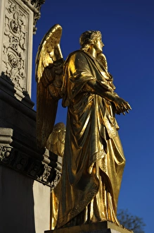Images Dated 25th April 2012: Croatia. Zagreb. Holy Marys column with angels and fountain