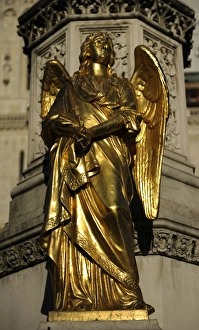 Images Dated 25th April 2012: Croatia. Zagreb. Holy Marys column with angels and fountain