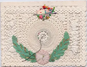 Crocheted Prints: Crocheted and embroidered greetings card