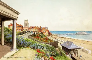 Cromer Prints: Cromer, Norfolk, viewed from the cliff shelter