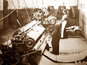 A cropping machine, linen production, Victorian period