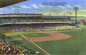 Spectators Prints: Crosley Field sports ground, Cincinnati, Ohio, USA