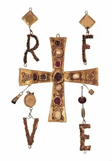 Andalusians Gallery: Cross and letters with inlay of precious stones