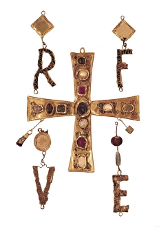 Andalusians Gallery: Cross and letters with inlay of precious stones