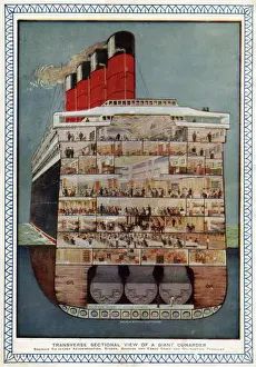 Cross-section of Aquitania steamship