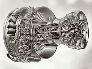 Lockheed Collection: Cross-sectional drawing of the Rolls-Royce RB211