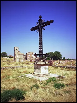 Images Dated 8th December 2015: Cross town center, Belchite, Spain