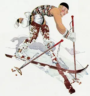 Heading Prints: Crossed Skis 1931