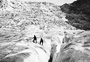 Climbers Prints: Crossing the Rhone Glacier in the Furka Pass
