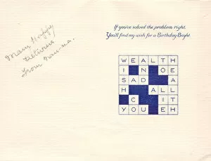 Images Dated 5th October 2017: Crossword puzzle on a birthday card