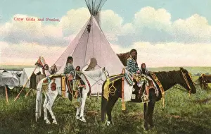 Crow Prints: Two Crow Tribe girls with their ponies