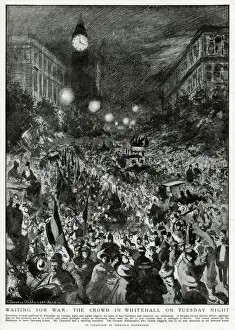 Expectation Prints: Crowd in Whitehall, London, outbreak of WW1