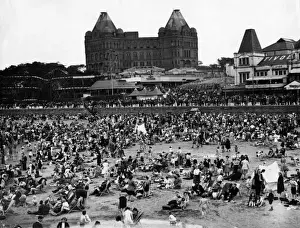 Crowded Prints: Crowded beach at New Brighton, Merseyside