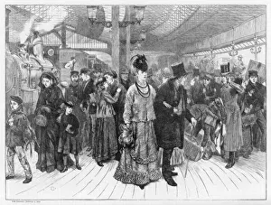 Crowded platform, South Western Railway station