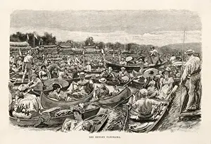 Regattas Prints: Crowded River at Henley