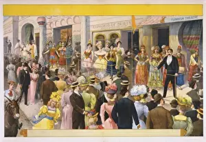 Crowds Prints: Crowds at a circus sideshow viewing women and some men dress