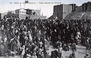 Crowds of people at the Friday Market, Aleppo, Syria