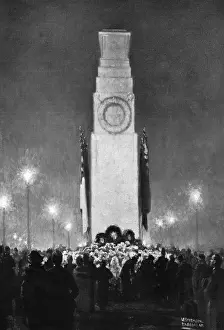 Cenotaph Prints: Crowds visiting the Cenotaph at night, November 1920