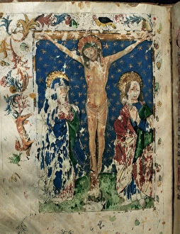 Crucifixion of Jesus. Miniature. Missale Dominicale cum Kale