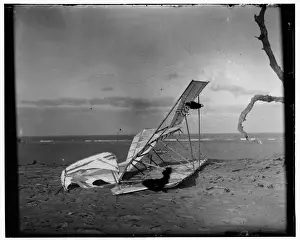 Ship Wreck Prints: Crumpled glider wrecked by the wind on Hill of the Wreck (na