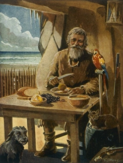 Crusoe, Parrots, Cats