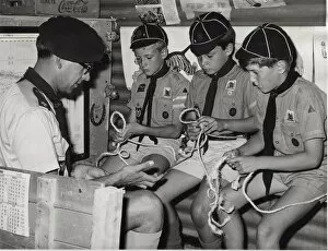 Boyd Gallery: Cub Scouts of Episkopi pack tying knots, Cyprus