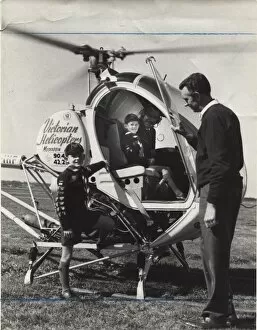 Waverley Collection: Cub scouts with helicopter, Victoria, Australia