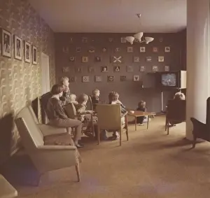 Armchairs Prints: Cub Scouts watching TV at Baden Powell House, London