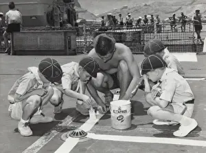 Task Prints: Cubs painting lines on ship