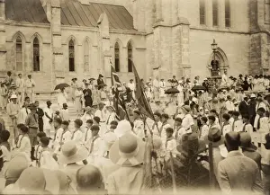 Cubs and scouts on church parade, Bermuda