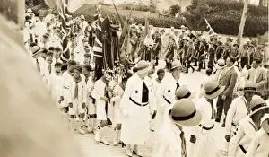 Cubs and scouts on church parade, Bermuda