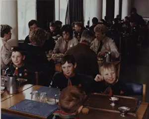 Cubs and Scouts in refectory, Baden Powell House, London