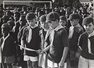 Hymn Prints: Cubs singing at Scouts Own Service in Ghana, West Africa