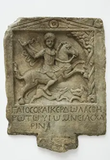 Boar Prints: Culture Thrace. Marble funerary relief depicting a hracian h