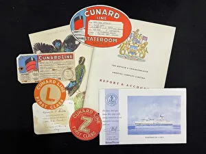 Unicorn Prints: Cunard Line, baggage labels, passenger list