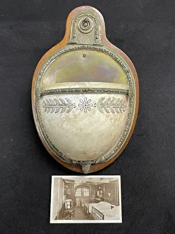 Alabaster Prints: Cunard Line, gilt brass and alabaster cabin lamp