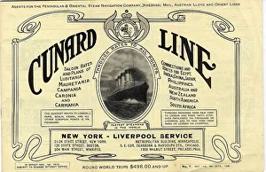 Cunard Line, New York to Liverpool rates and plans