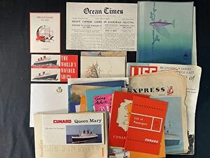 Images Dated 19th February 2021: Cunard Line, Queen Mary - printed ephemera
