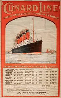 Cabin Prints: Cunard Line Transatlantic Steamer Timetable poster