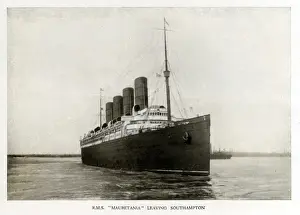 Departing Prints: The Cunard Ocean Liner RMS Mauretania leaving Southampton