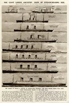 Aquitania Gallery: Cunard ships of increasing size by G. H. Davis