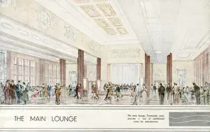 Spacious Prints: Cunard White Star Line RMS Queen Mary - The Main Lounge