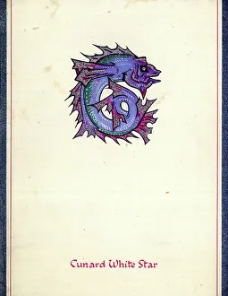 Fins Prints: Cunard White Star, RMS Queen Mary, menu cover