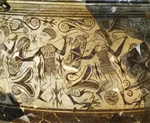 Pre History Prints: Cup from Liria. 4th-2nd c. BC. Detail of two
