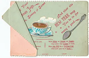 Spoons Prints: Cup of tea with comic verse on a Christmas card